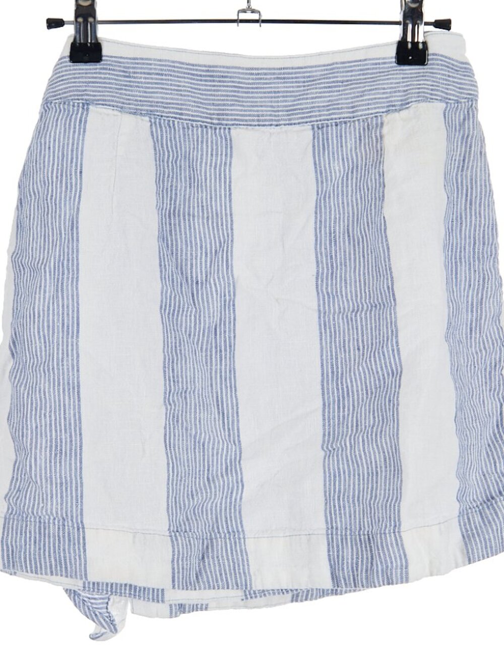 Free People Uptown Days Blue/White Stripe Linen Wrap Skirt Women's Size 4 - Picture 3 of 6